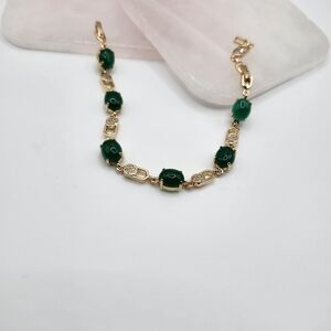 Elegant Gold and Green Bracelet Gold Laminated